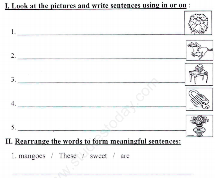 CBSE Class 1 English Writing Skills Assignment